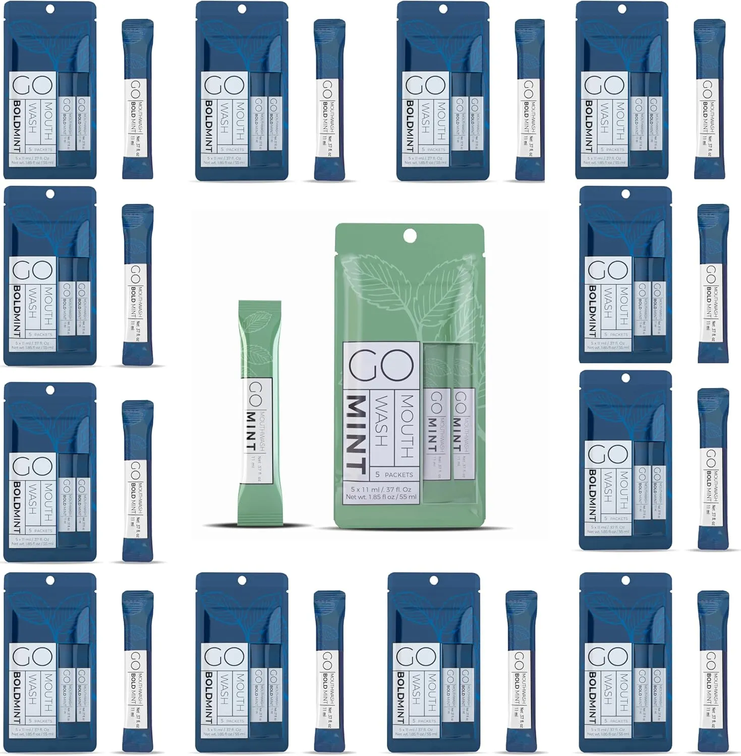 5pc Go Mouthwash Smooth Mint   60pc Go Mouthwash Bold Mint Packets