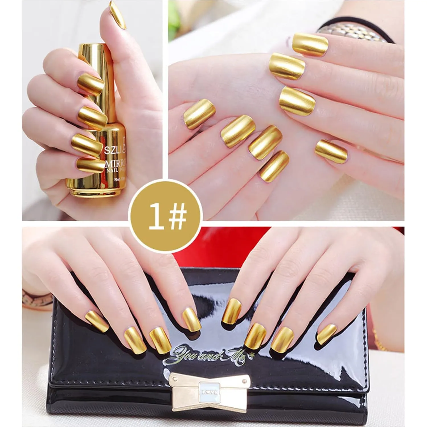 6 Colors Metallic Nail Polish Mirror Nail Polish Reflective Manicure Mirror Effect Glossy Nail Lacquer Nail Art Set 18ML
