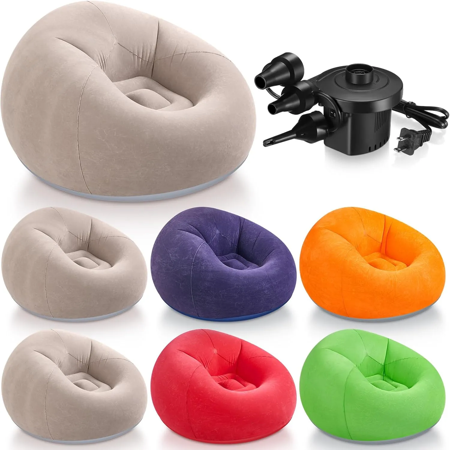 6 Pcs Bean Bag Chairs for Adults Inflatable Chairs with Electric Air Pump,Blow up Couch Folding Portable Inflatable Couch Lazy Sofa for Reading Living Room Camping (Colorful)