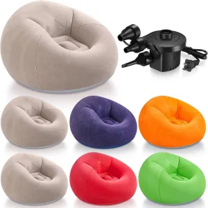 6 Pcs Bean Bag Chairs for Adults Inflatable Chairs with Electric Air Pump,Blow up Couch Folding Portable Inflatable Couch Lazy Sofa for Reading Living Room Camping (Colorful)
