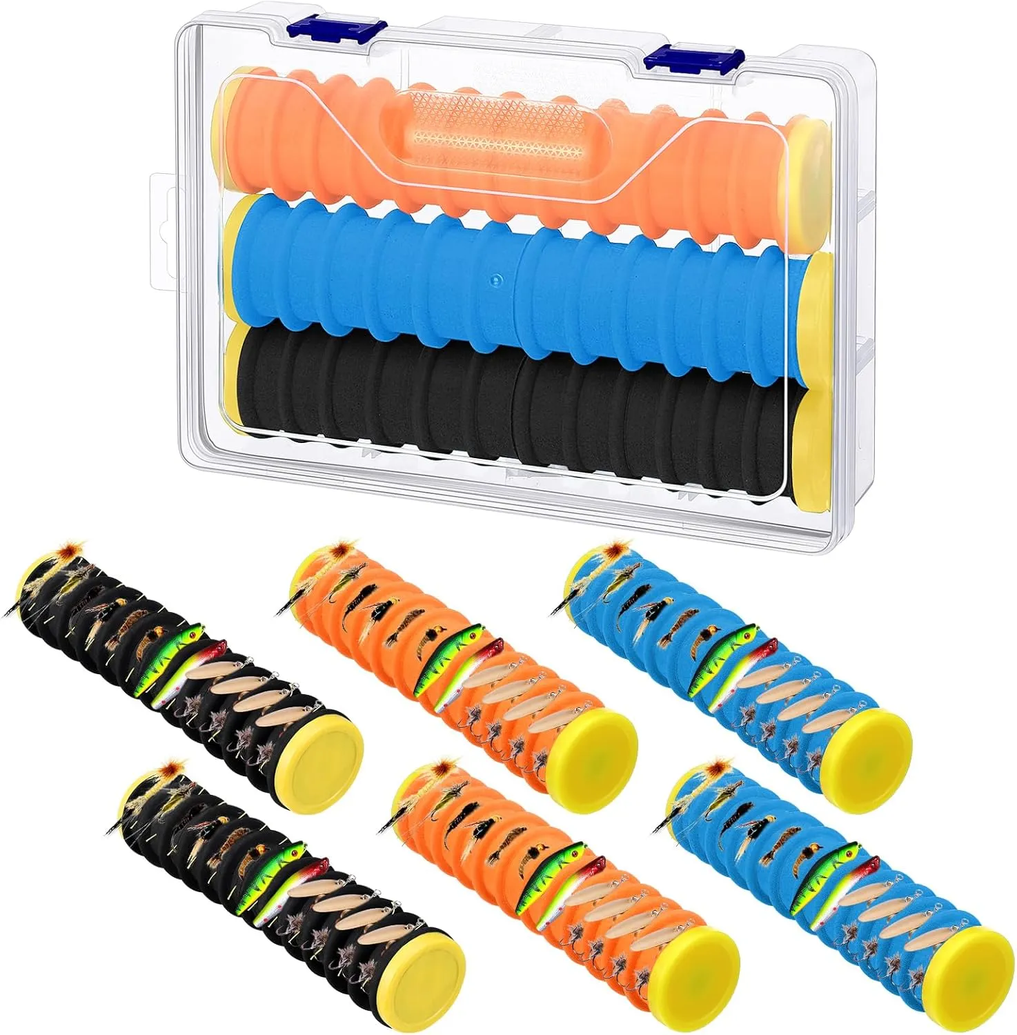 6 Pcs Snell Hook Holder Fishing Leader Storage Leader Holders with 72 Line Slots Organizer Fishing Storage Tackle Organizer and Keeper Rigger for Walleye Catfish