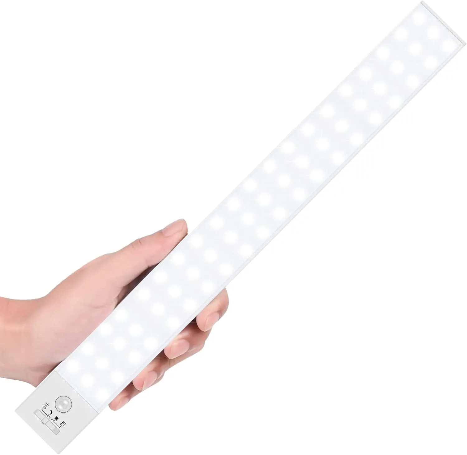 60 LED Closet Lights Battery Powered, BLS Super Bright Under Cabinet Lighting, Motion Sensor Light, Wireless, 2400mah Rechargeable Operated, 120 Days Run Time, 6000k Clean White-13 Inches