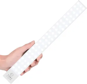 60 LED Closet Lights Battery Powered, BLS Super Bright Under Cabinet Lighting, Motion Sensor Light, Wireless, 2400mah Rechargeable Operated, 120 Days Run Time, 6000k Clean White-13 Inches
