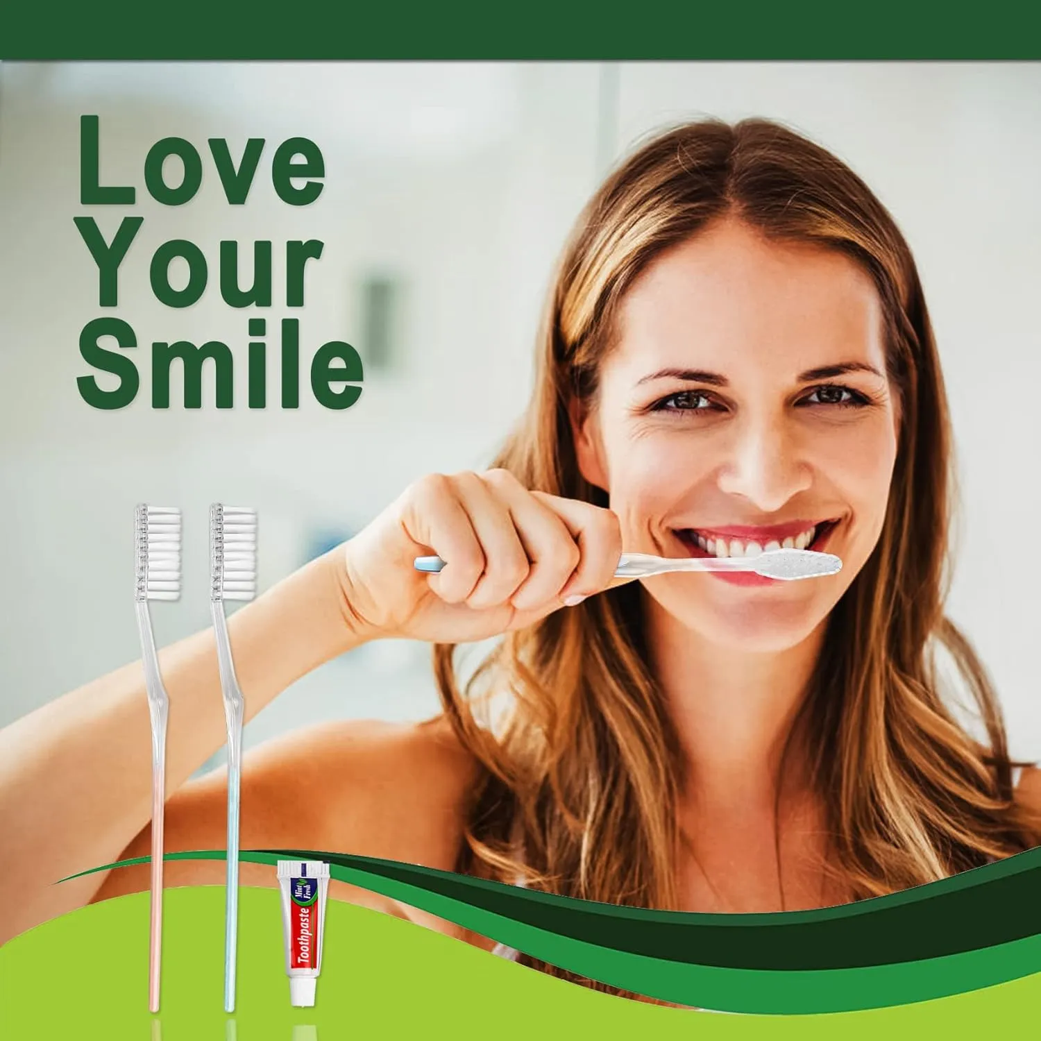 60 Pack Disposable Toothbrushes with Toothpaste Individually Wrapped (2colors)
