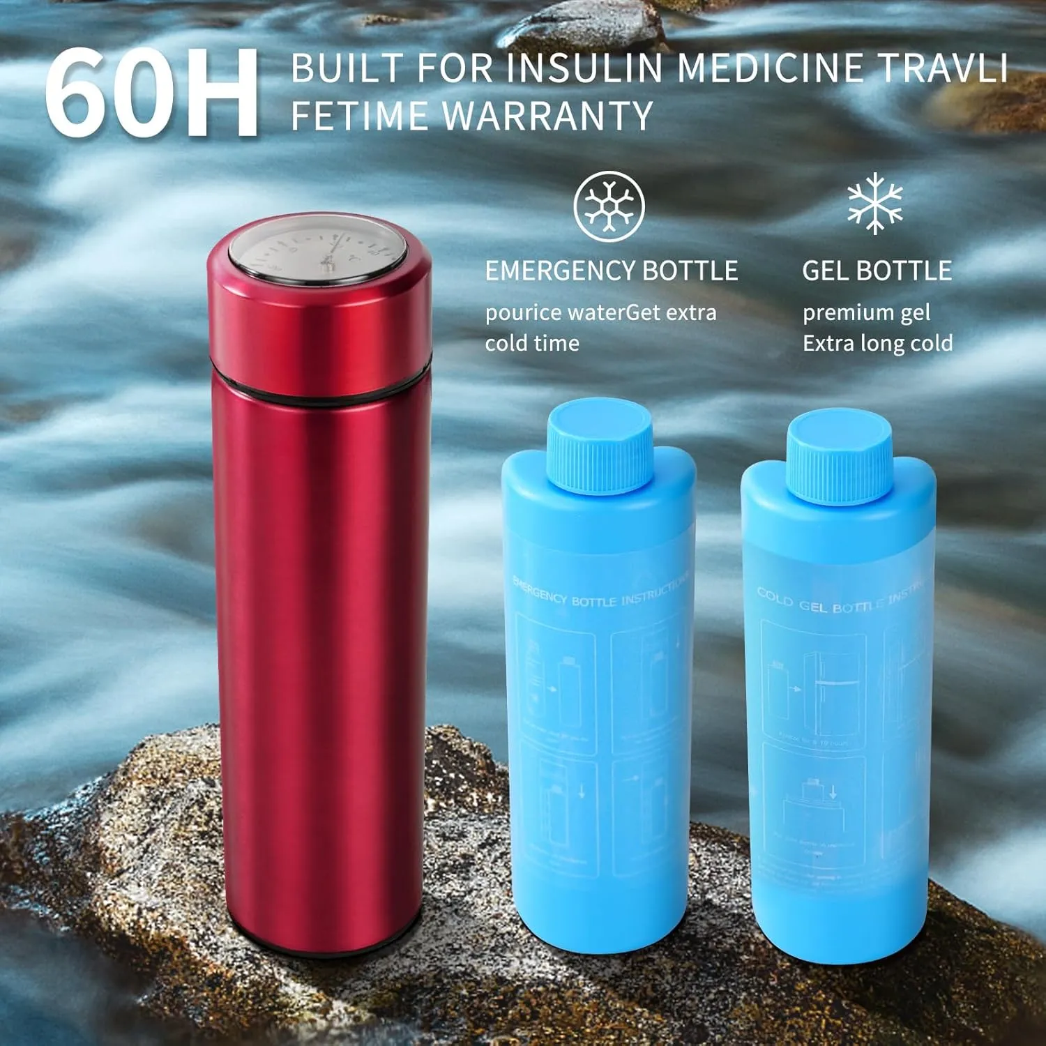 60H Medicine Cooler TSA Approved Temp Display Insulin Pen Travel Cooler Medication Cooler for Travel Diabetic Cooling Case Insulin Pens Cooler Travel CASE Medicine Cooler Box (Rose Golden)