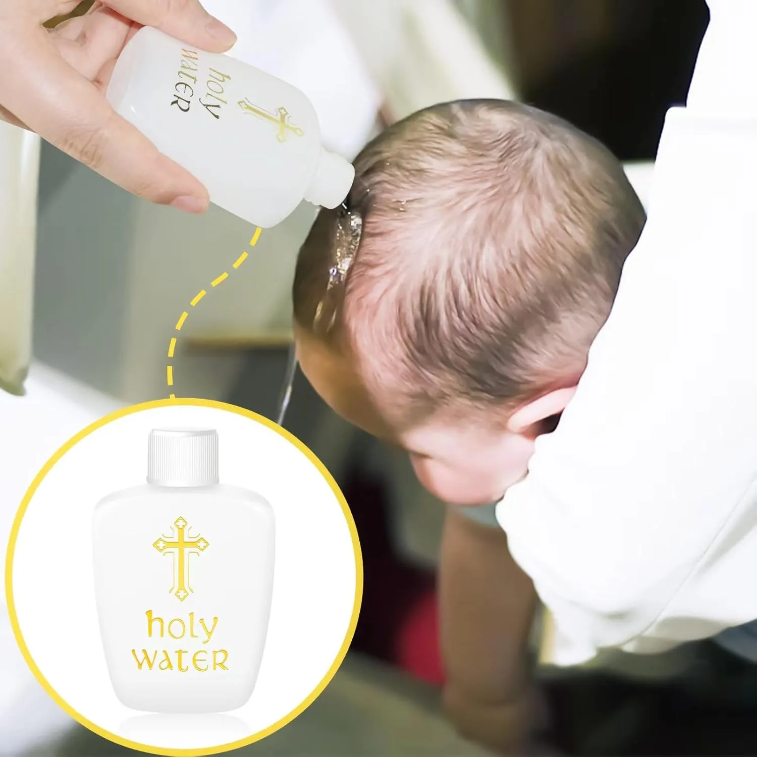 60Pcs Holy Water Bottles Plastic 2oz Holy Water Container Empty Containers with Gold Cross for Catholic Christian Halloween First Communion Gift Thanksgiving Baptism Party Church 60ml