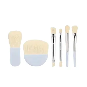 6Pcs Mini Makeup Brushes Set Professional Portable Foundation Concealers Eye Shadows Powder Blush Brushes Beauty Makeup Tool(Blue 6Pcs)