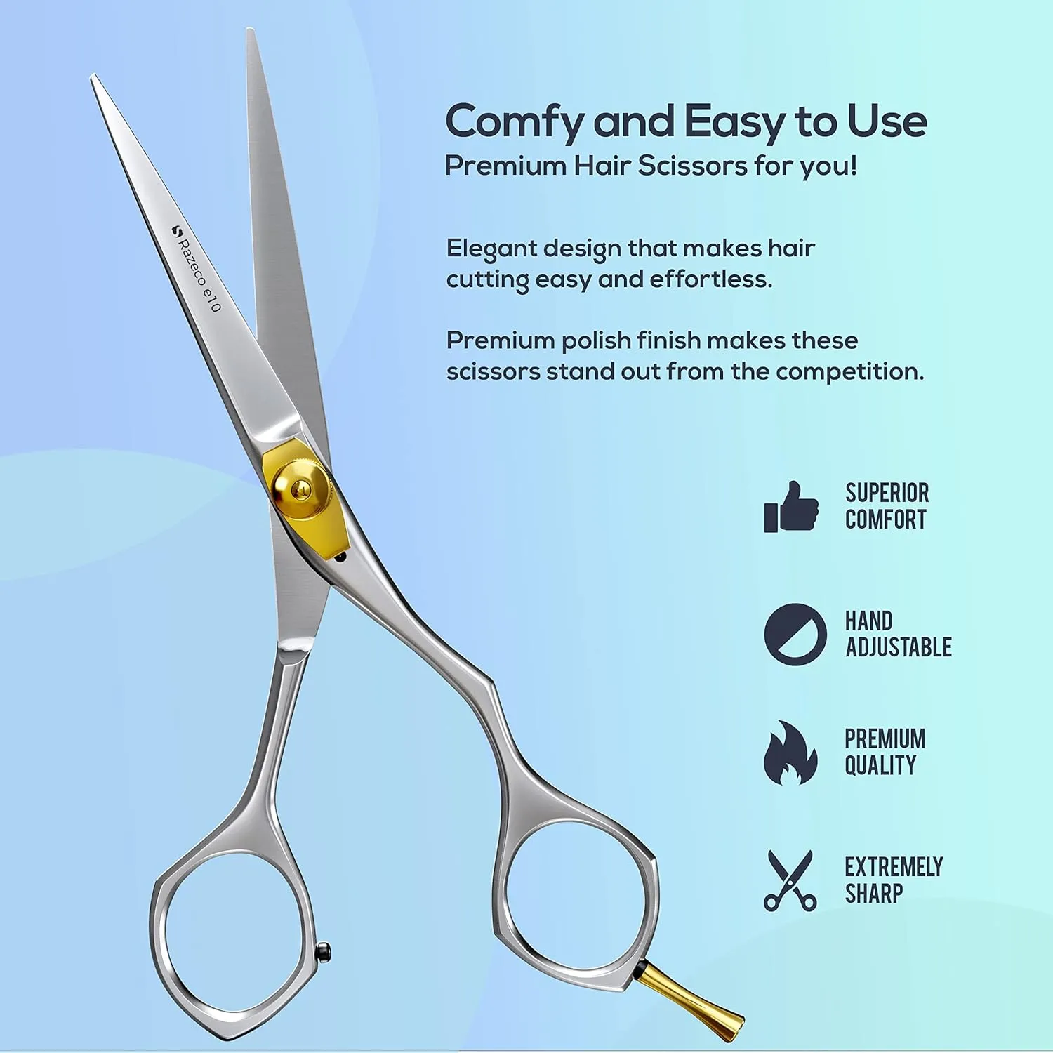 6" Hair Cutting Scissors for Professionals, Barbers & Hairdressers – Sharp Hair Shears for Cutting, Trimming, Grooming – Hair Scissors Professional for Men, Women, Adults