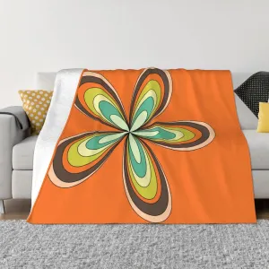 70'S Retro Spring Hippie Flower Power Light 60"X50" Flannel Blanket - 100% Soft Polyester, Lightweight and Warm, Suitable for Families, Camping, Travel