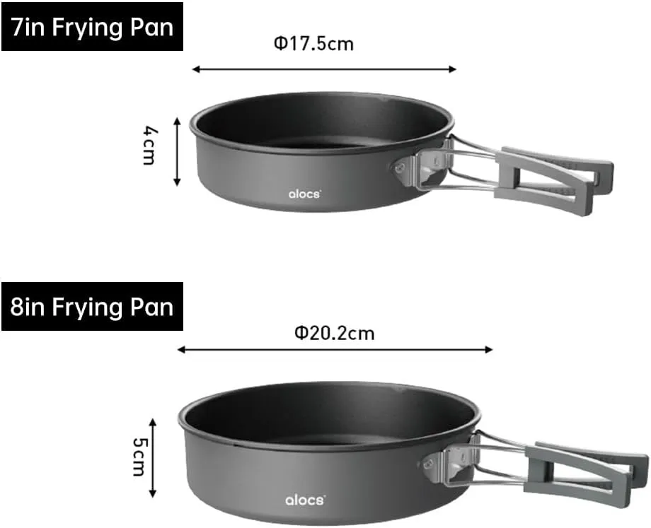 7in/8in Camping Frying Pan Aluminum Alloy with Folding Handle Cooking Pan Lightweight Durable Camping Cookware for Hiking Backpacking Picnic