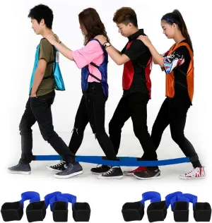8 Pcs Fun-Filled 4-Legged Race Band Kit Cooperative Outdoor Game for Adults, Ideal for Birthday Parties, Team Bonding(Blue)