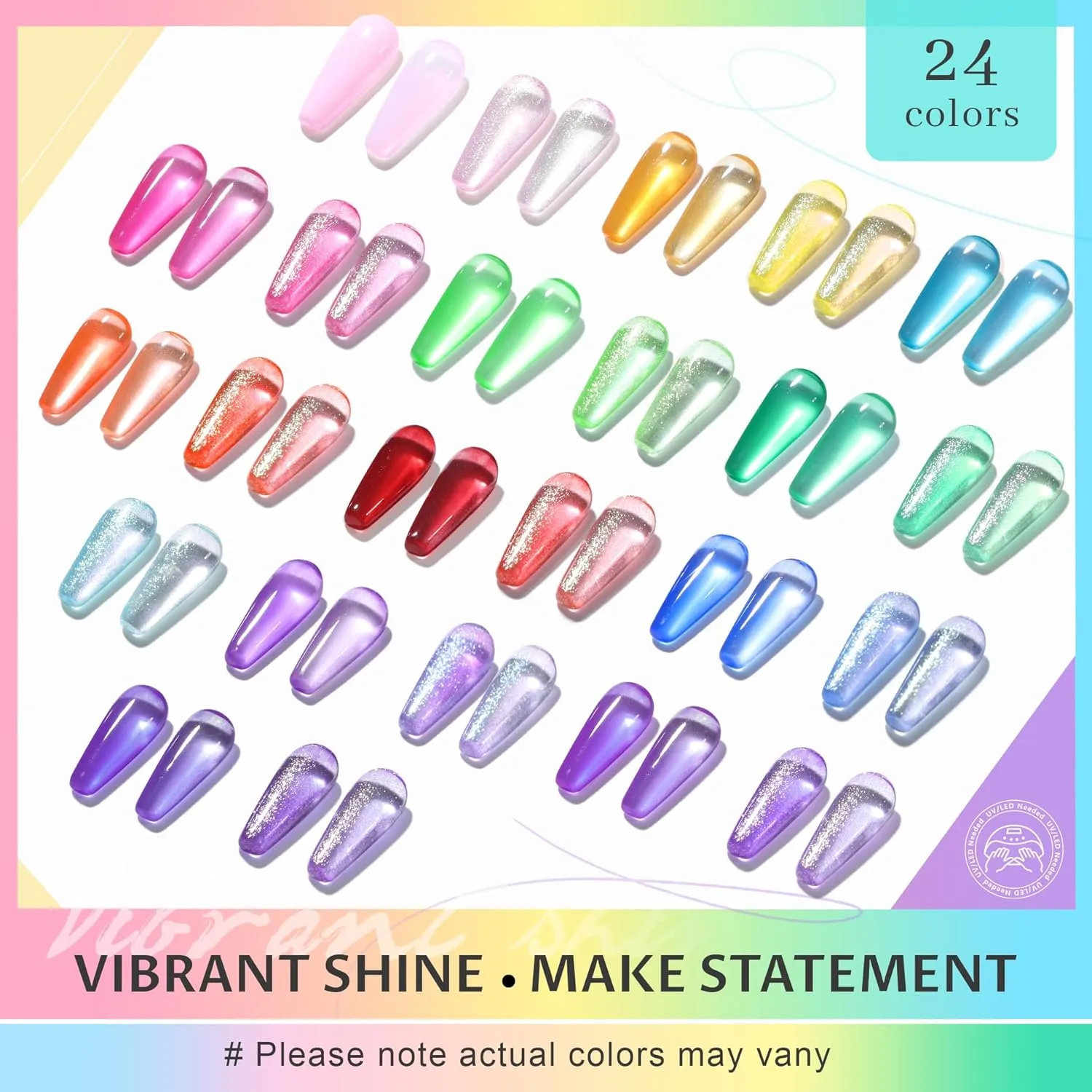 ABAC Solid Jelly Gel Polish Kit 24 Colors Hema Free w/Dual Brush - Transparent Vibrant Rainbow Hues,Non-Toxic Sheer Gel Polish Set for Summer Nails,Salon & Home Manicure