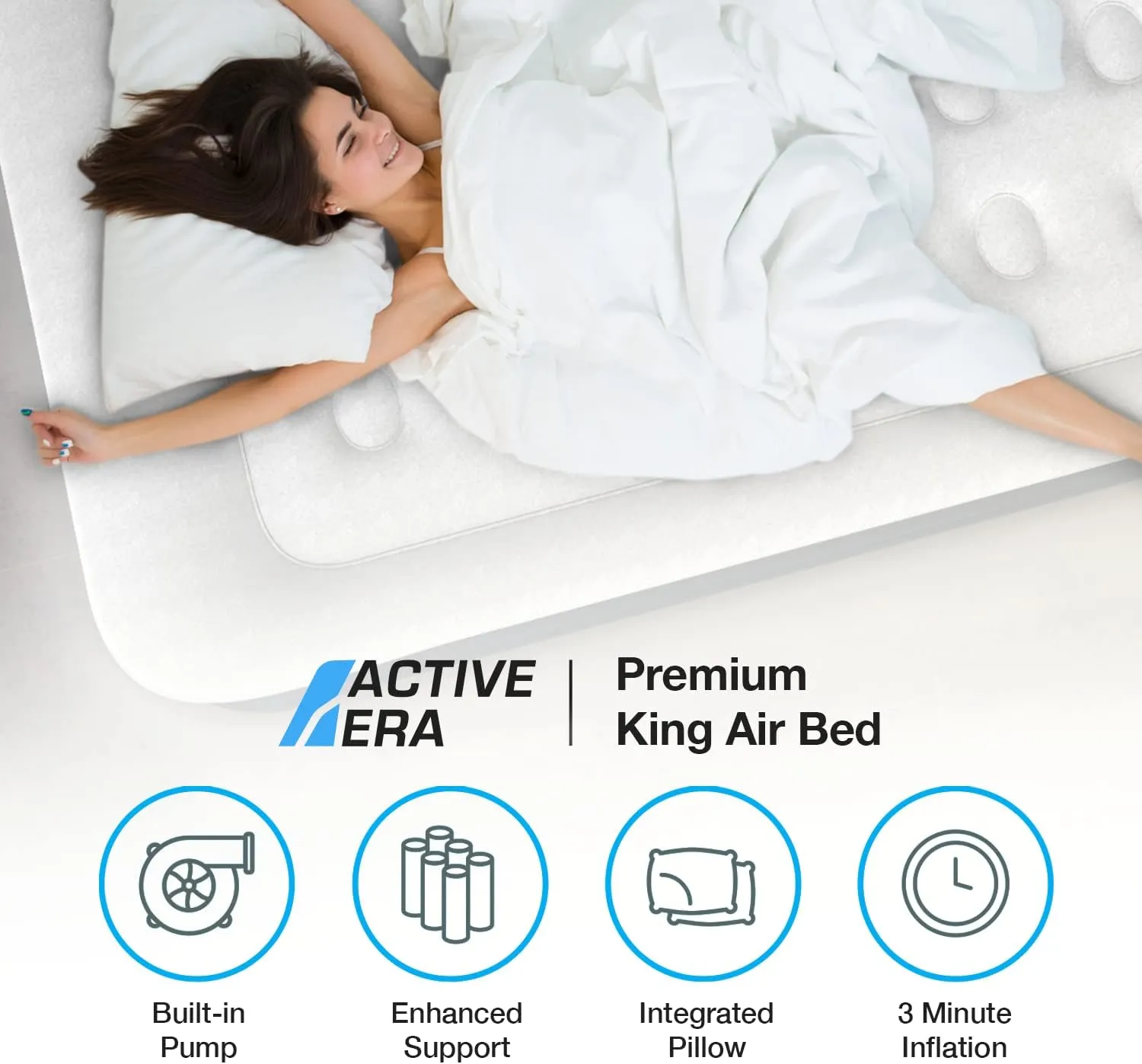 Active Era King Size Air Mattress with Built-in Pump Raised - Premium Elevated Inflatable Mattress Airbed with Raised Pillow - Puncture Resistant 19.5" Tall King Air Mattress with Waterproof Soft Top