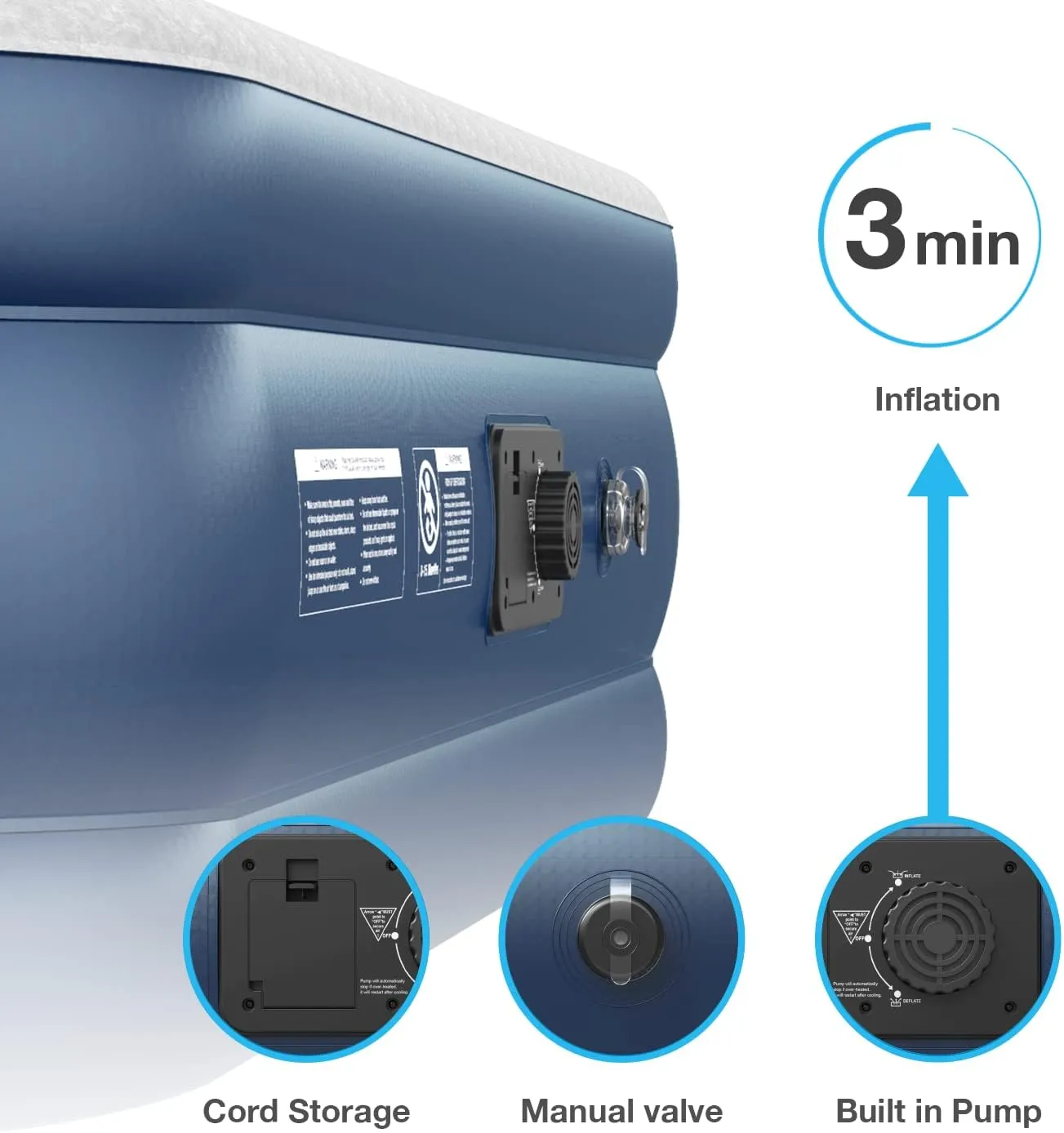 Active Era King Size Air Mattress with Built-in Pump Raised - Premium Elevated Inflatable Mattress Airbed with Raised Pillow - Puncture Resistant 19.5" Tall King Air Mattress with Waterproof Soft Top