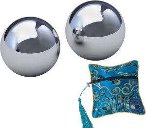 AD Chinese Solid Iron Baoding Ball Heavy No Chiming Stainless Steel Chrome Color Health Exercise Balls for Big Hand Therapy Stress Relief No Sound