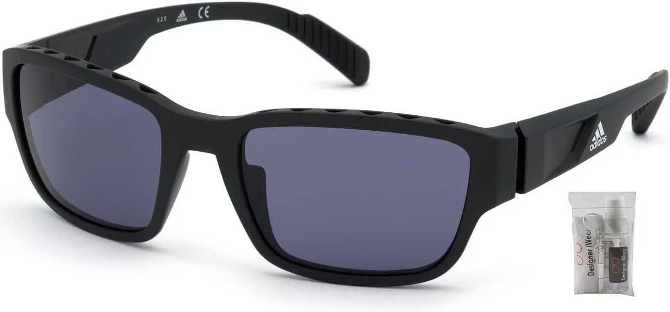 Adidas SP0007 Rectangular Sunglasses for Men   Bundle with Designer iWear Kit