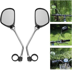 Adjustable Mountain Rearview Mirror Large Size Glass Cycling Rear View Mirror for Handlebars Night Reflection Black 1 Pair