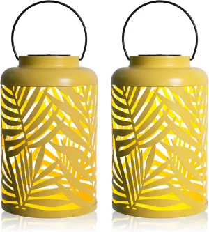Afirst Solar Lanterns Outdoor, 2 Pack Hanging Solar Lights Hollow Out Waterproof Decorative LED Lanterns for Yard, Patio,Lawn,Pathway,Garden Decor Mother's Day Gifts