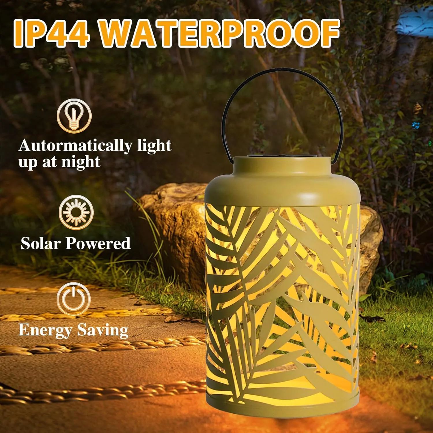 Afirst Solar Lanterns Outdoor, 2 Pack Hanging Solar Lights Hollow Out Waterproof Decorative LED Lanterns for Yard, Patio,Lawn,Pathway,Garden Decor Mother's Day Gifts