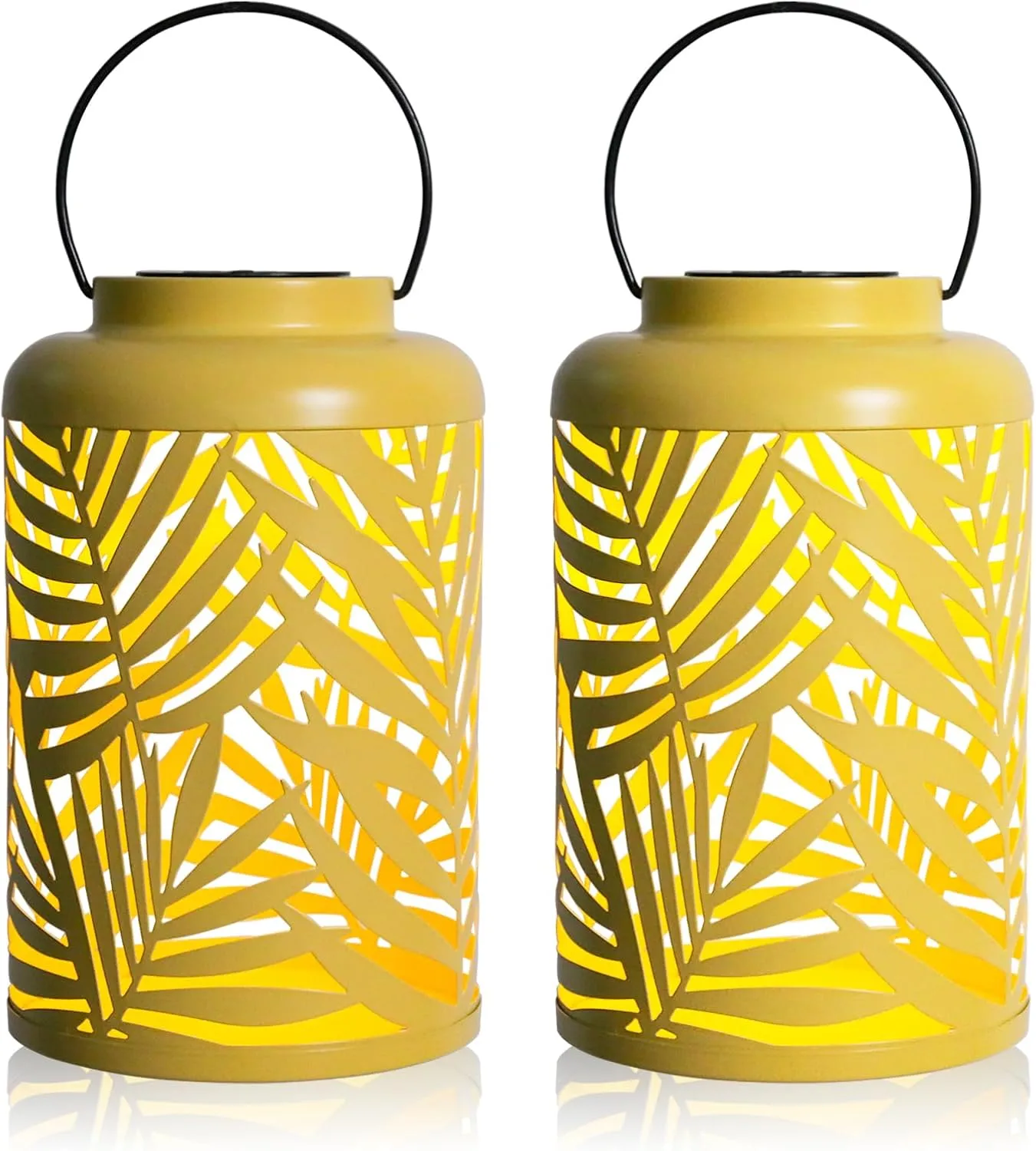 Afirst Solar Lanterns Outdoor, 2 Pack Hanging Solar Lights Hollow Out Waterproof Decorative LED Lanterns for Yard, Patio,Lawn,Pathway,Garden Decor Mother's Day Gifts