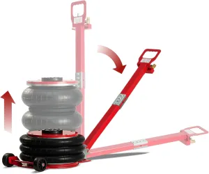 Air Jack 5 Ton (11,000 lbs) Capacity - Heavy Duty Triple Bag Pneumatic Air Bag Car Jack for Rapid Lift (Lifting Height Range: 5.9 – 15.8 inches) with Adjustable Handle – Lava Red