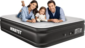 Air Mattress Queen with Built in Pump - 16 Inch Sturdy Blow Up Mattress - 3 Minutes Inflatable Mattress for Home or Camping - Air Bed Max Weight Capacity 660 lbs