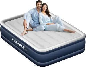 Air Mattress Queen with Built in Pump Raised, 18'' High Inflatable Mattress Electric Blow Up Mattress Fast Blow Up Bed Tall Comfortable Airbed for Camping, Home Guests, Travel w/ Carry Bag 650Lbs Max