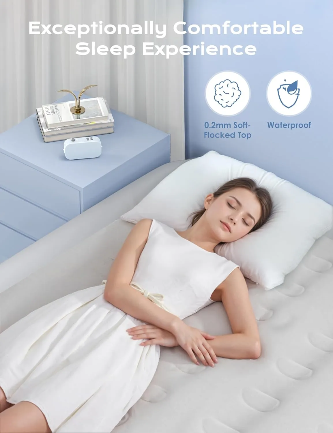 Air Mattress Queen with Built in Pump Raised, 18'' High Inflatable Mattress Electric Blow Up Mattress Fast Blow Up Bed Tall Comfortable Airbed for Camping, Home Guests, Travel w/ Carry Bag 650Lbs Max