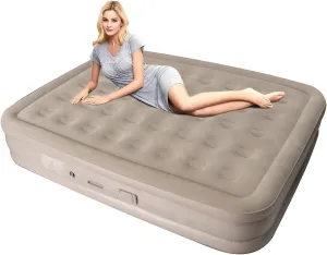 Air Mattress with Detachable Built-in Pump, Inflatable Mattress for Camping with 2 Pillows, Double Airbed Adjustable Blow Up Mattress for Camping, Guests & Home Double Person