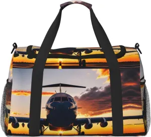 Aircraft Plane at Sunset print Weekender Overnight Carry On Bag Gym Luggage Bag Duffel Bag for Travel Women