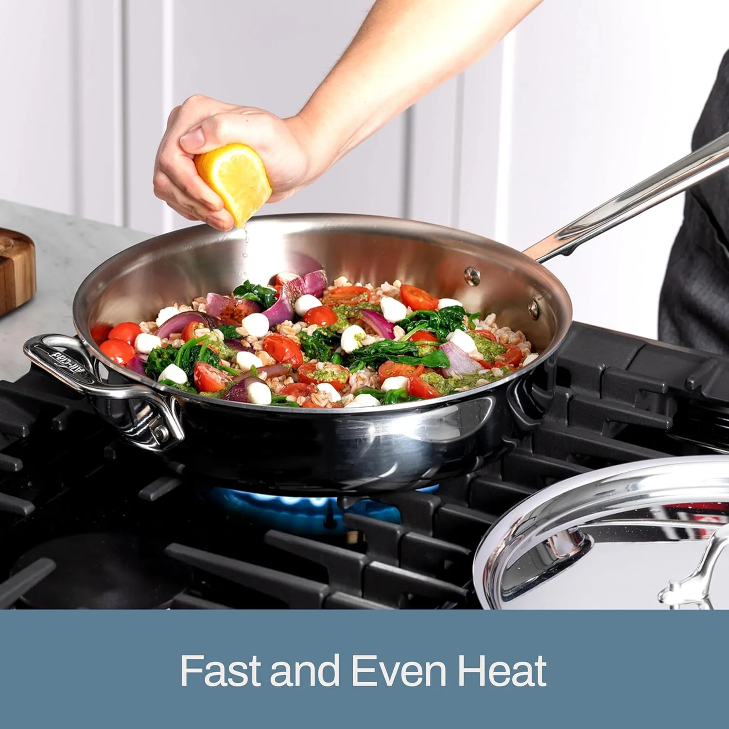All-Clad D3 3-Ply Stainless Steel Sauté Pan 4 Quart Induction Oven Broiler Safe 600F Pots and Pans, Cookware Silver