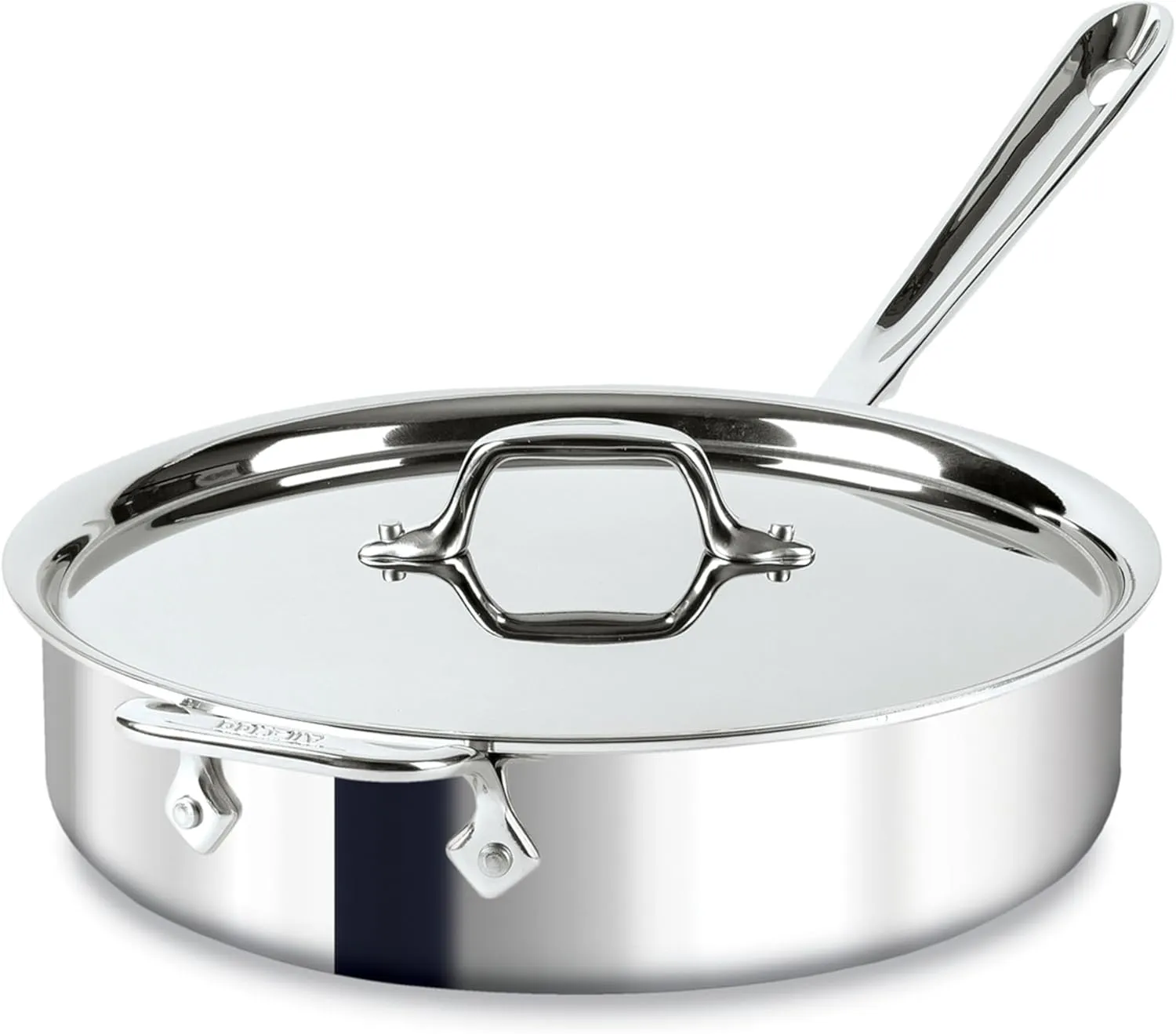 All-Clad D3 3-Ply Stainless Steel Sauté Pan 4 Quart Induction Oven Broiler Safe 600F Pots and Pans, Cookware Silver