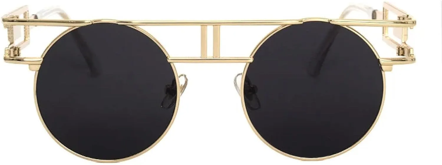 Alloy Round Women Men Trend Big Frames Mirror Sun Glasses Steampunk Eyeglasses Uv400