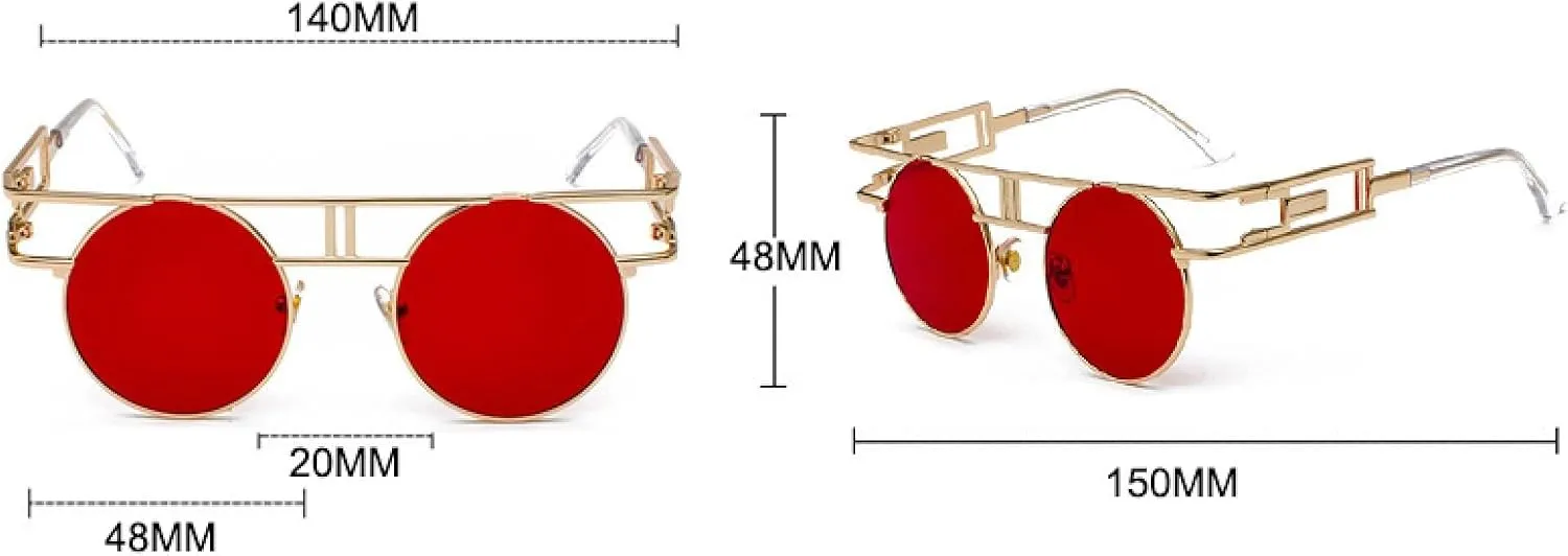 Alloy Round Women Men Trend Big Frames Mirror Sun Glasses Steampunk Eyeglasses Uv400