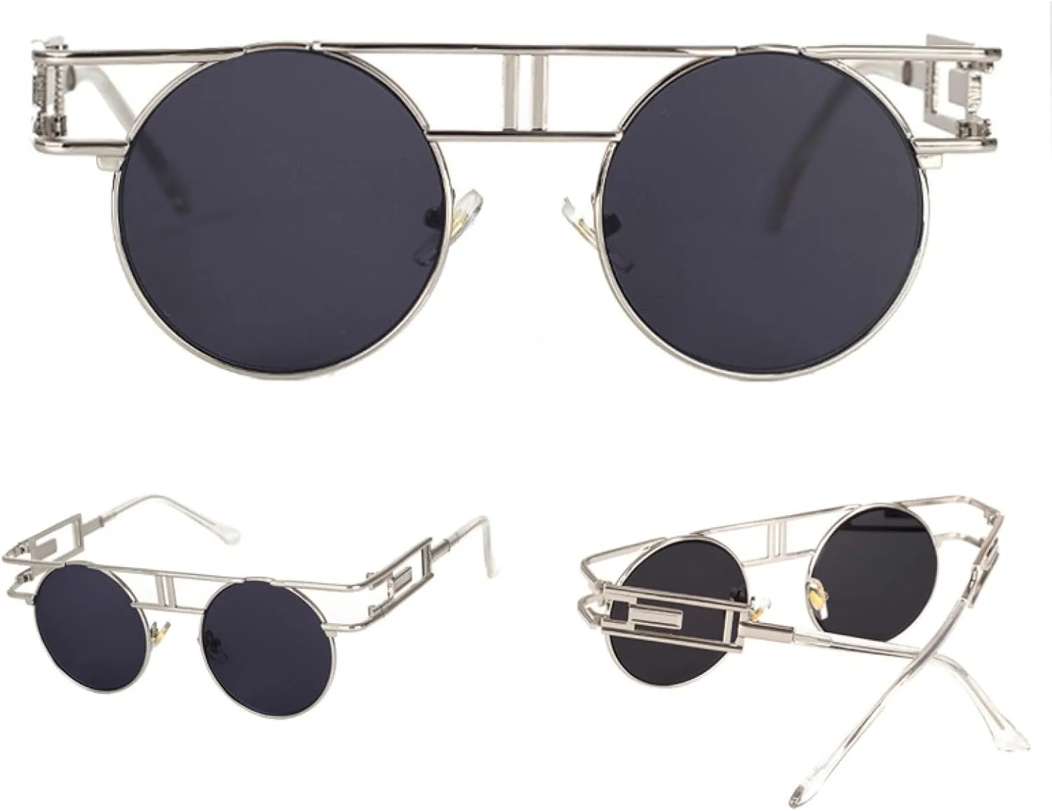 Alloy Round Women Men Trend Big Frames Mirror Sun Glasses Steampunk Eyeglasses Uv400