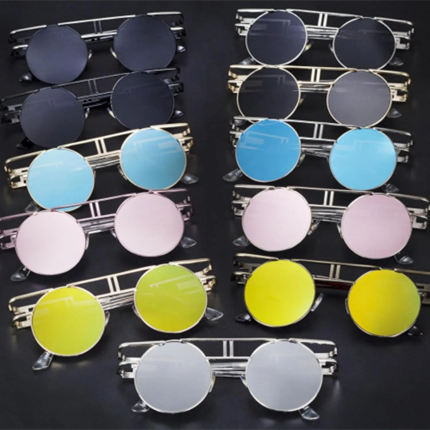 Alloy Round Women Men Trend Big Frames Mirror Sun Glasses Steampunk Eyeglasses Uv400