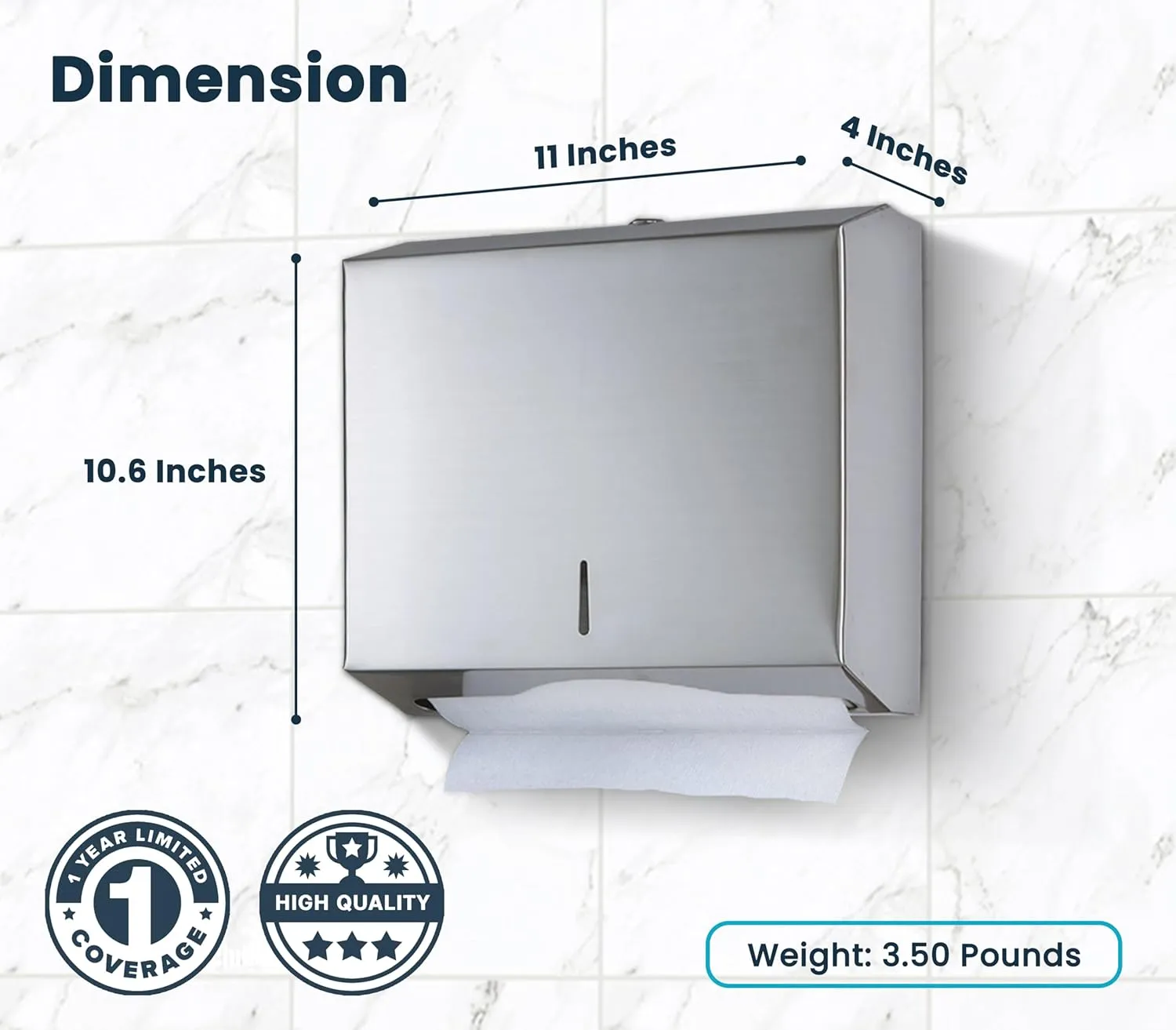 Alpine Commercial Paper Towel Dispenser Wall Mount for Multifold, Trifold & c Fold Paper Towel Holder - Stainless Steel Hand Towel Dispenser for Bathroom & Kitchen
