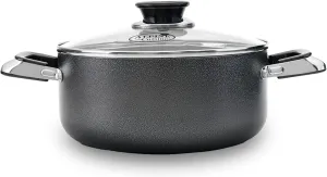 Alpine Cuisine 3 Quart Non-stick Stock Pot with Tempered Glass Lid and Carrying Handles, Multi-Purpose Cookware Aluminum Dutch Oven for Braising, Boiling, Stewing
