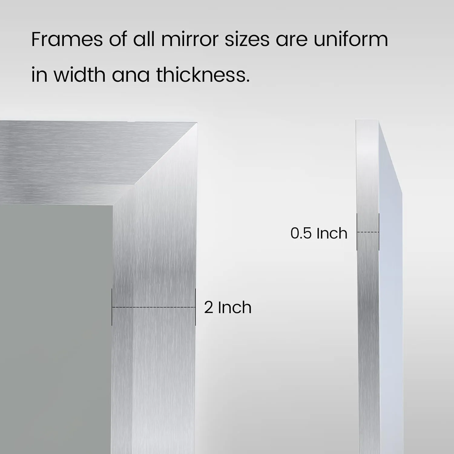 Amorho 50 X36 Inch Bathroom Mirror Silver, Thick Metal Framed Wall Mirrors for Over Sink, Brushed Nickel Mirror Perfect for Bedroom, Living Room, Entryway, Rectangle (Horizontal/Vertical).