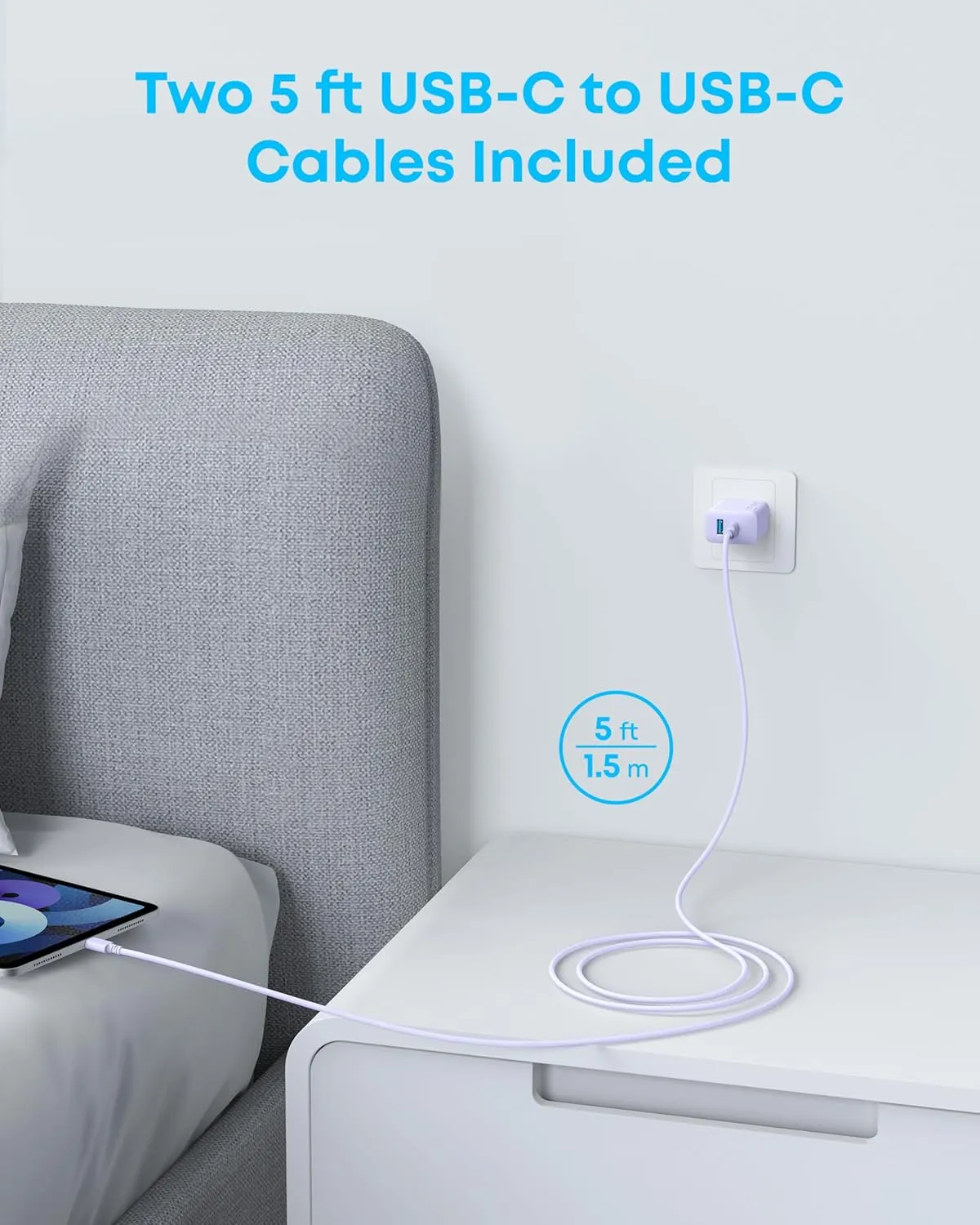 Anker iPhone 16 Charger, 2-Pack 20W Fast USB C Charger Block, for iPhone 16/16 Pro Max/15 Series/iPad Pro and More (2 Pack & 2 Cable) (Purple)
