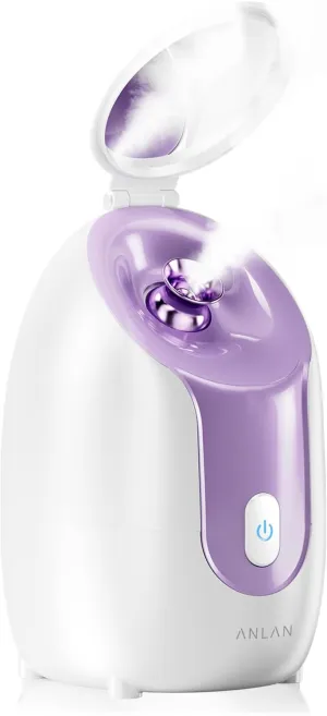 ANLAN Facial Steamer with Adjustable Makeup Mirror & Nozzle, 30s Fast Steam, Large Water Tank for Home Facial Spa, Anti-Dry-Burn & Anti-Slip Design, Face Steamer for Dry Skin - Hydrates & Opens Pores