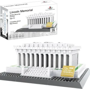 Apostrophe Games Lincoln Memorial Building Block Set (979 Pieces) Washington D.C. Lincoln Memorial Famous Landmark Series - Architecture Model for Kids and Adults