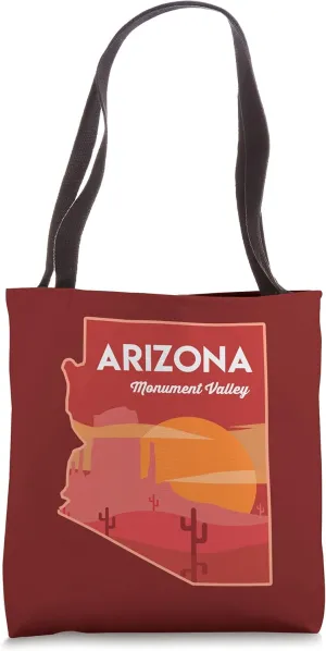 Arizona Monument Valley Saguaro Cactus Vintage Retro Travel Tote Bag