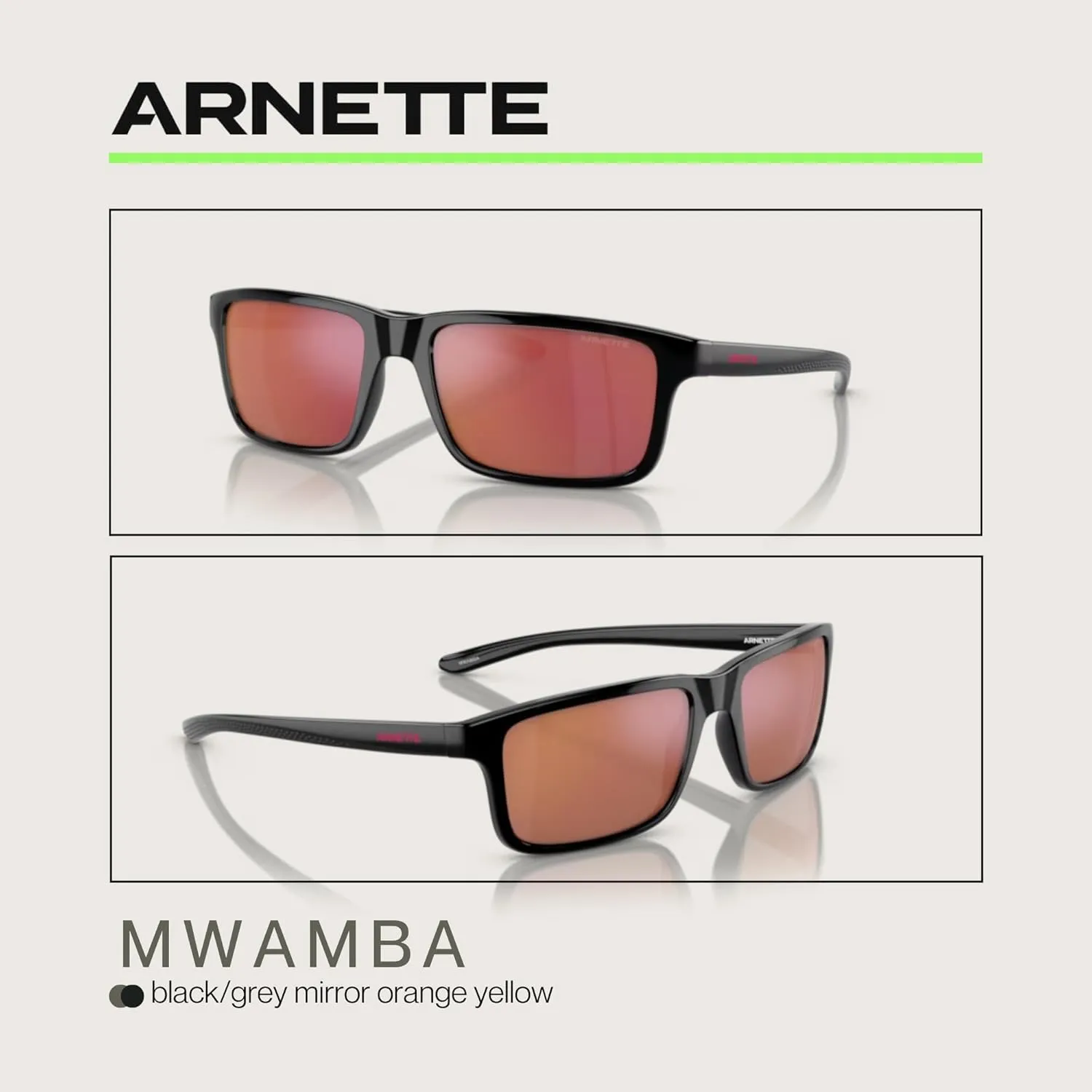 ARNETTE Mwamba AN4322 Rectangle Sunglasses for Men   BUNDLE WIth Designer iWear Complimentary Eyewear Kit