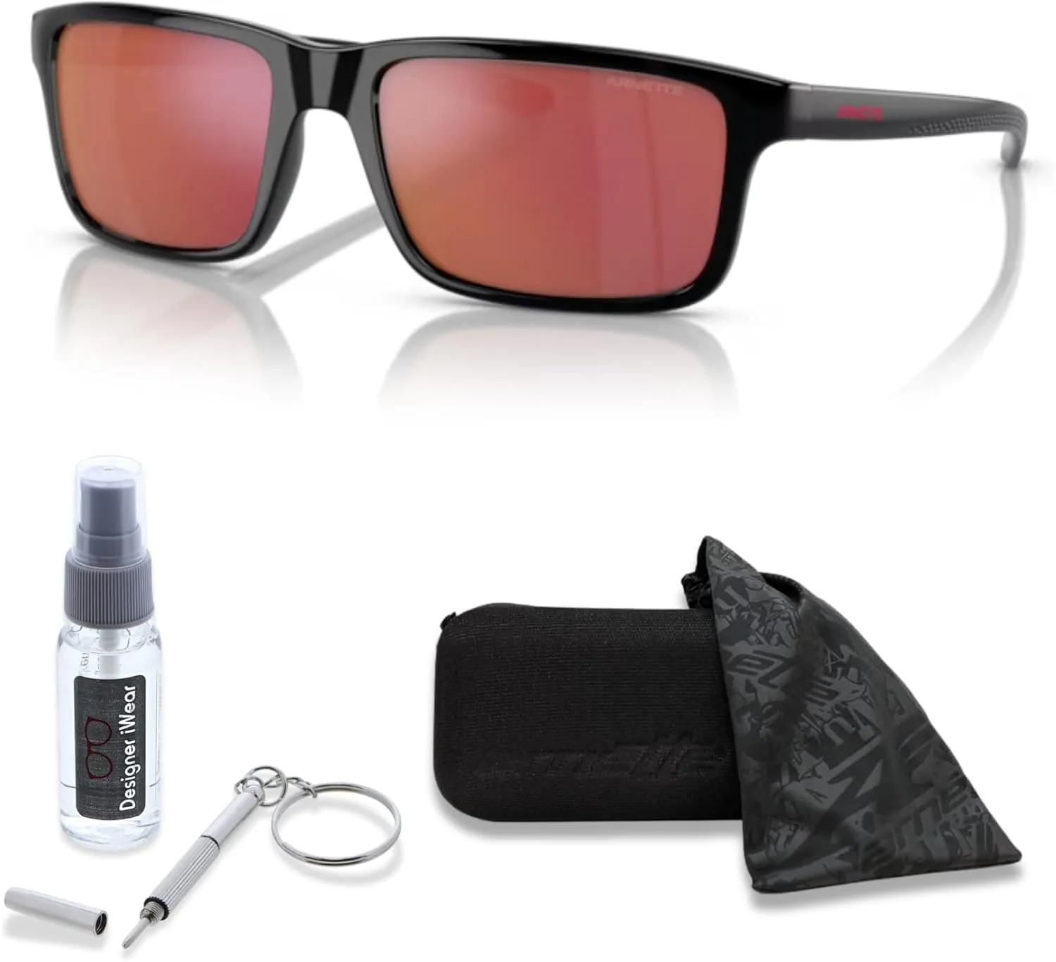 ARNETTE Mwamba AN4322 Rectangle Sunglasses for Men   BUNDLE WIth Designer iWear Complimentary Eyewear Kit