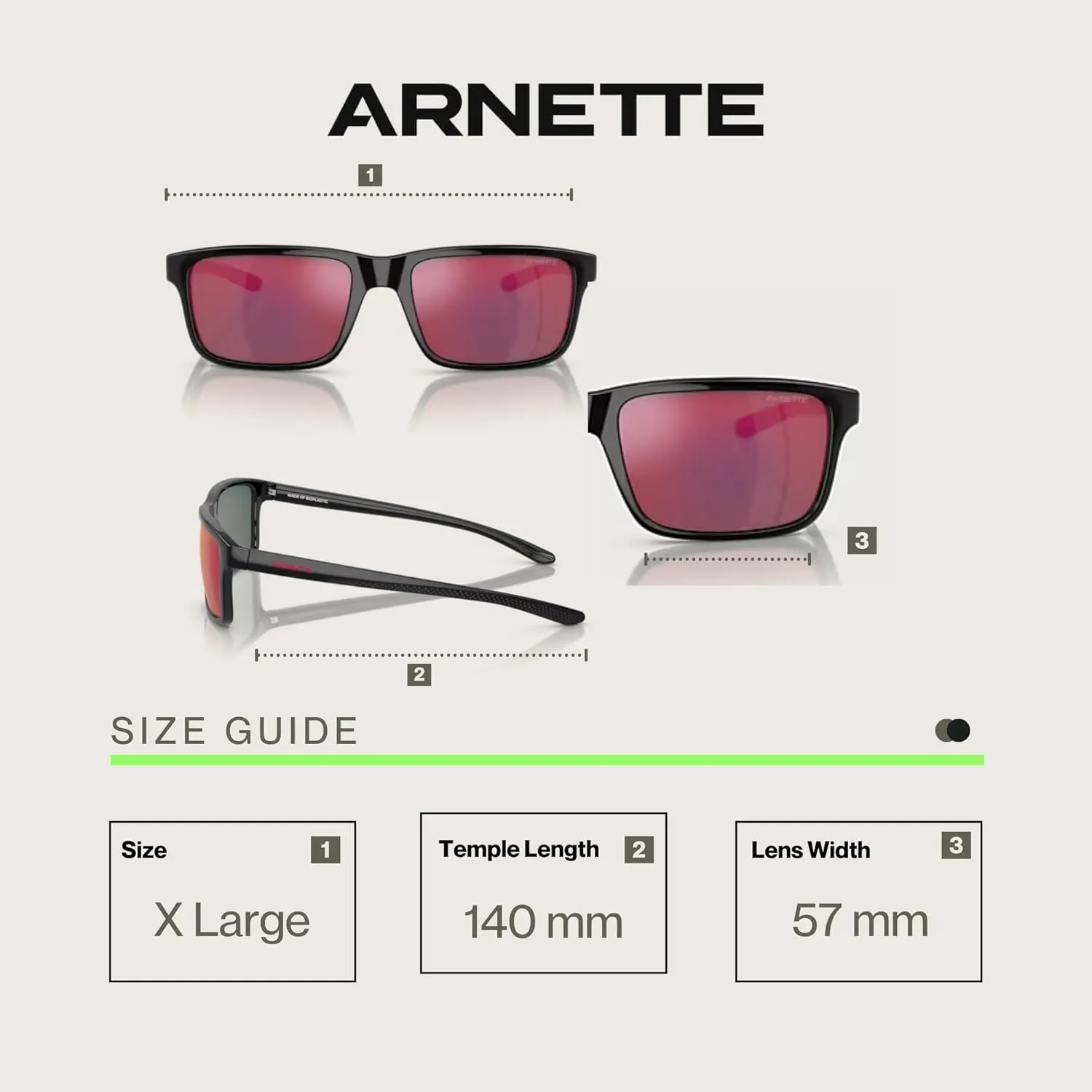 ARNETTE Mwamba AN4322 Rectangle Sunglasses for Men   BUNDLE WIth Designer iWear Complimentary Eyewear Kit