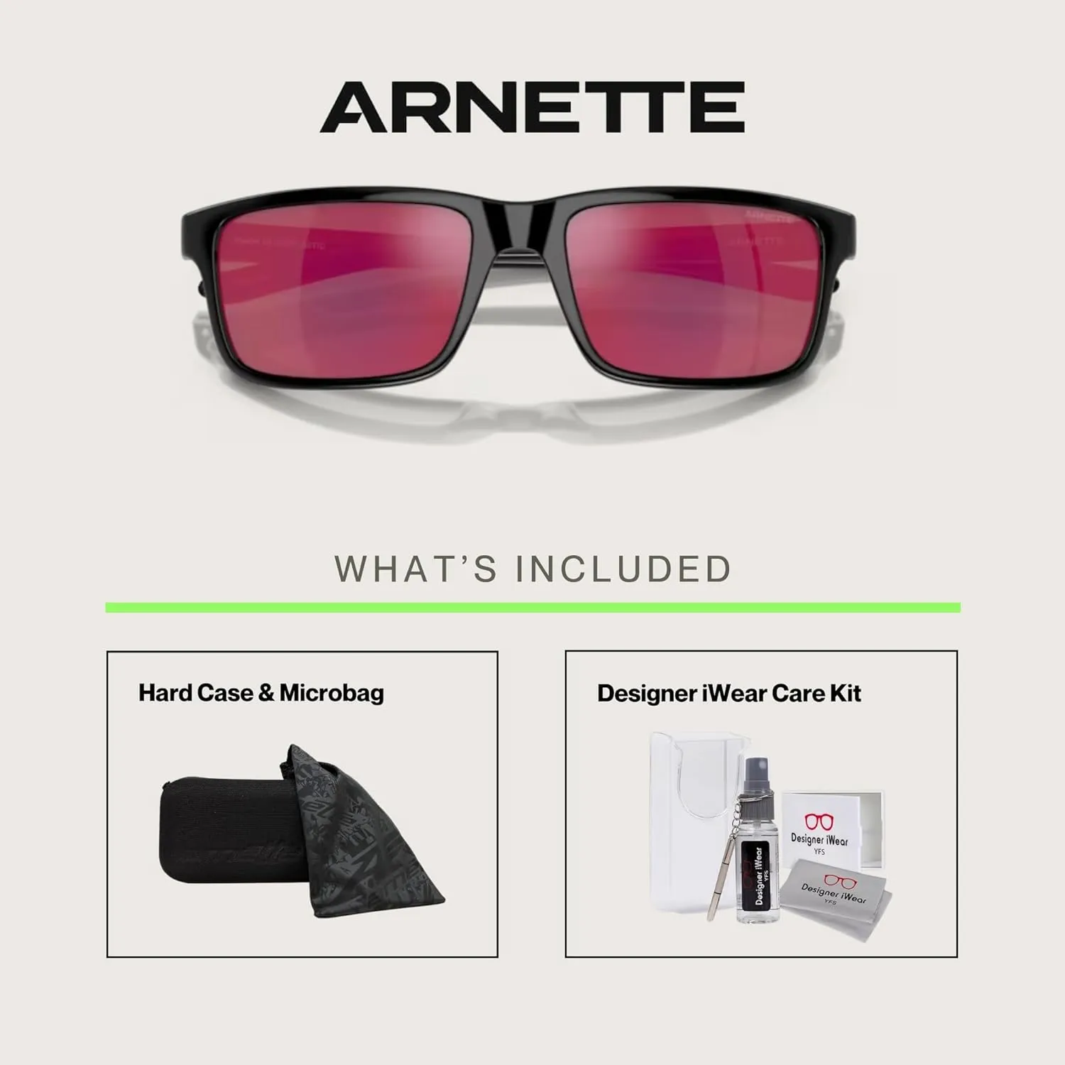 ARNETTE Mwamba AN4322 Rectangle Sunglasses for Men   BUNDLE WIth Designer iWear Complimentary Eyewear Kit