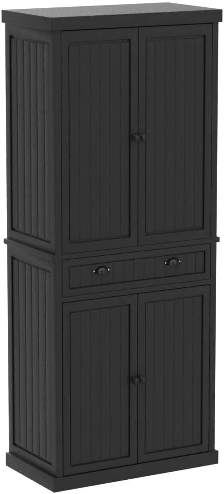ARTPOWER Kitchen Pantry Storage Cabinet with Drawer and Adjustable Shelves, Pantry Cabinet for Kitchen, Bathroom or Hallway, Black