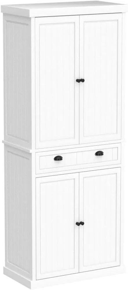 ARTPOWER Kitchen Pantry Storage Cabinet with Drawer and Adjustable Shelves, Pantry Cabinet for Kitchen, Bathroom or Hallway, White