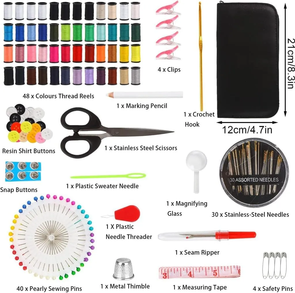 ASWRTYJO Home Travel 172 Piece Set Needle and Thread Box Set Handmade Sewing Cloth Bag